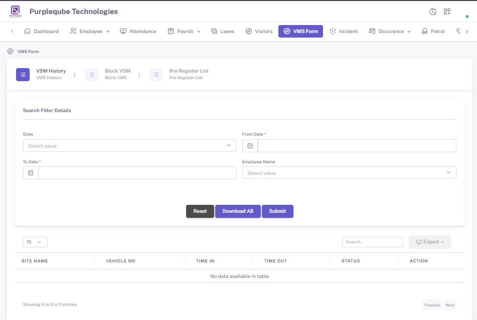 VMS Form Page